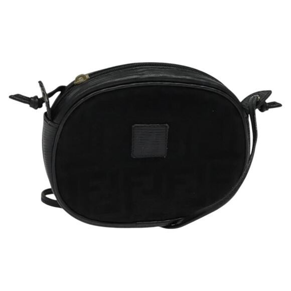 FENDI Zucca Canvas Shoulder Bag Black Gold - Picture 1 of 12